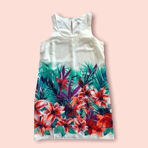 Old Navy White Tropical Botanical Sleeveless Dress